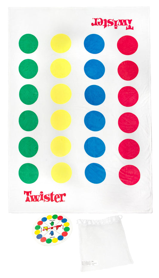 Jay Franco Twister Game Blanket - 3 Piece Set Includes Plush Blanket, Spinner, & Storage Bag (Official Hasbro Product)