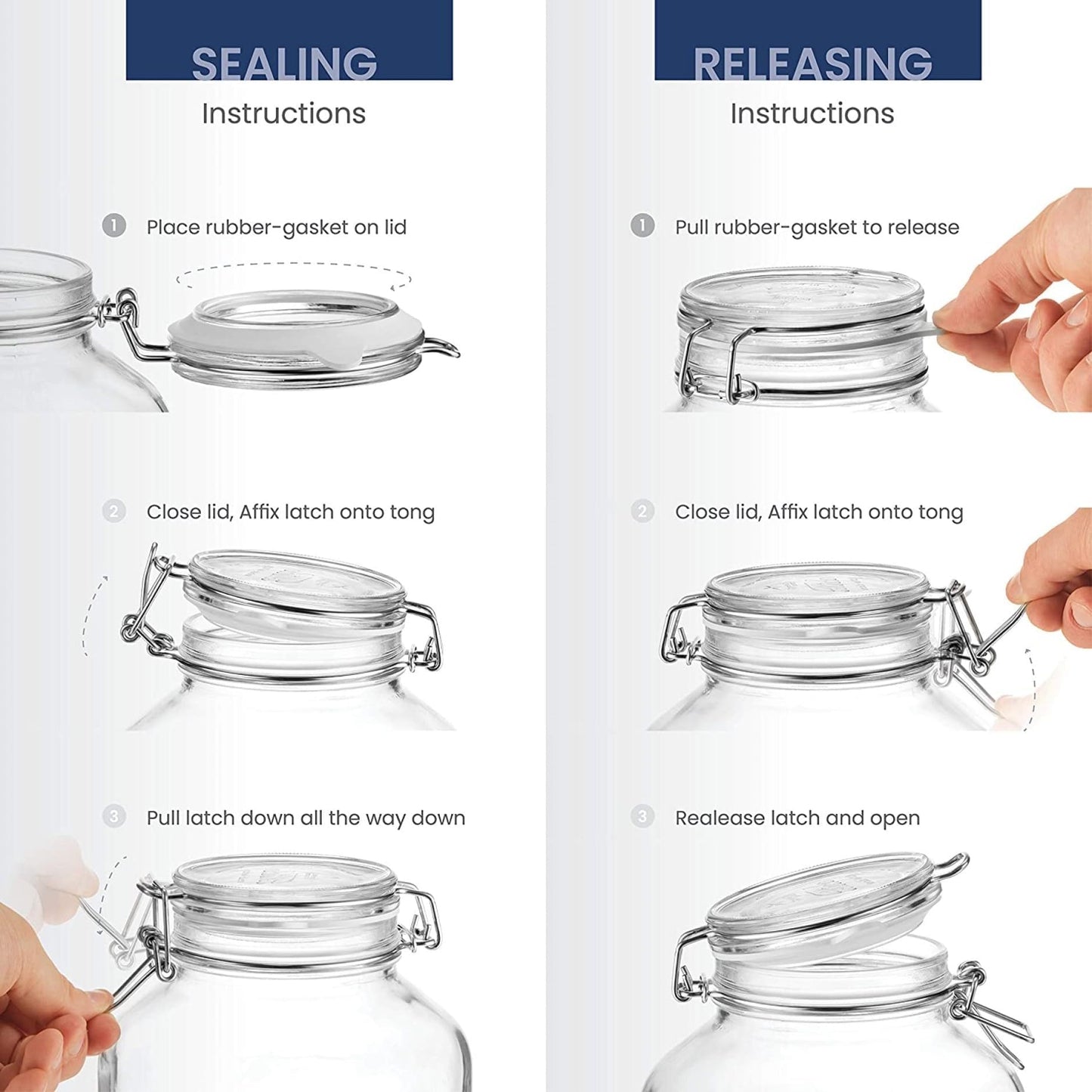 Bormioli Rocco Clear Glass Storage Jars: Airtight Hinged Lid With Leak Proof Gasket, Wide Mouth Canister Kitchen Food Container - For Zero Waste Air…