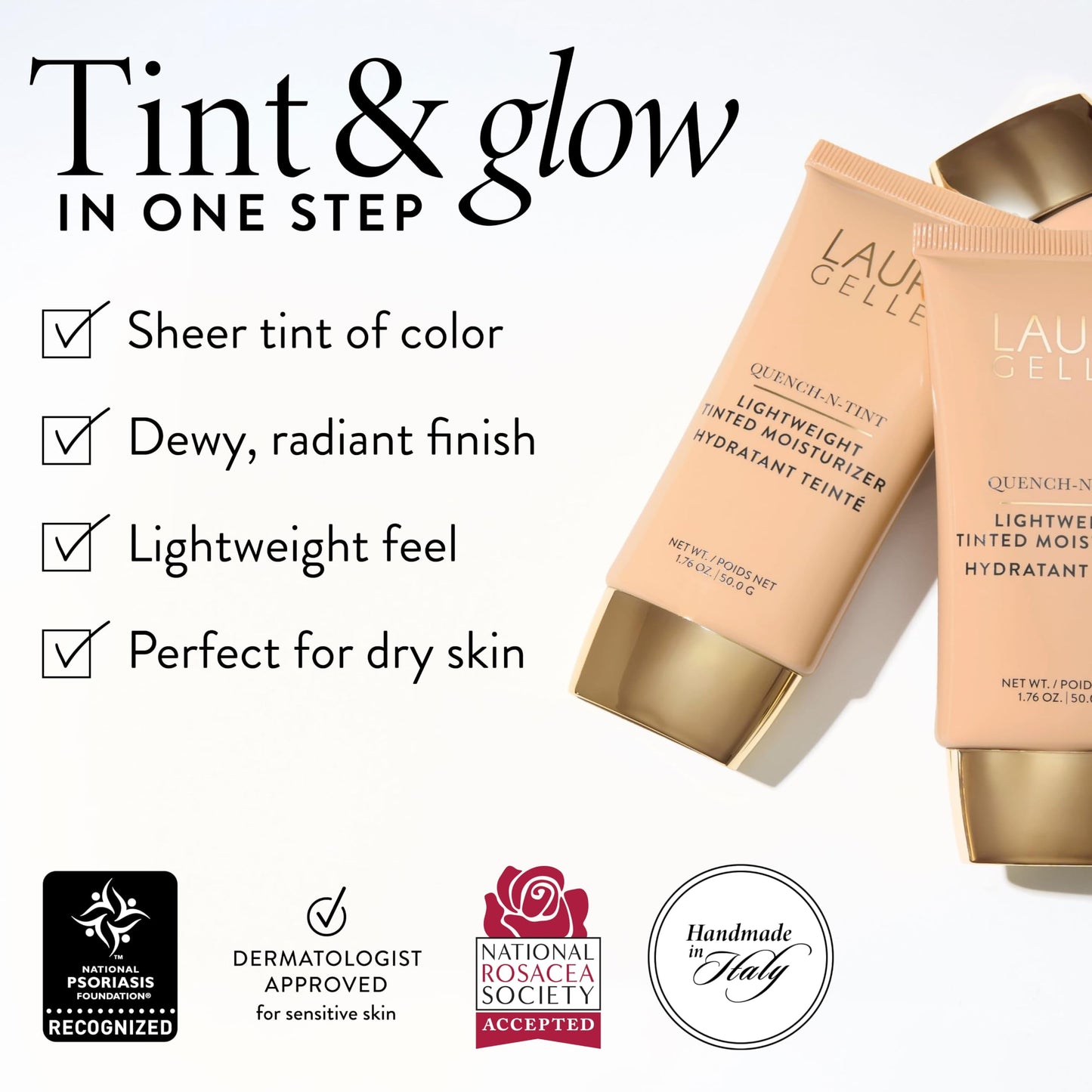 LAURA GELLER NEW YORK Quench-n-Tint Tinted Moisturizer - Deep - Sheer to Light Buildable Coverage - Natural Glow Finish - Lightweight Formula Beauty and Personal Care LAURA GELLER NEW YORK