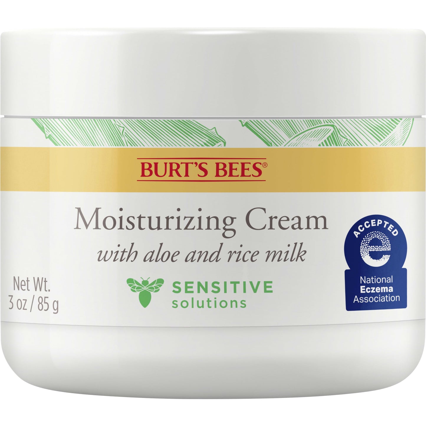 Burt's Bees Sensitive Moisturizing Cream, With Aloe Vera and Rice Milk, Face Moisturizer for Sensitive Skin, 98.8 Percent Natural Origin Skin Care, 3