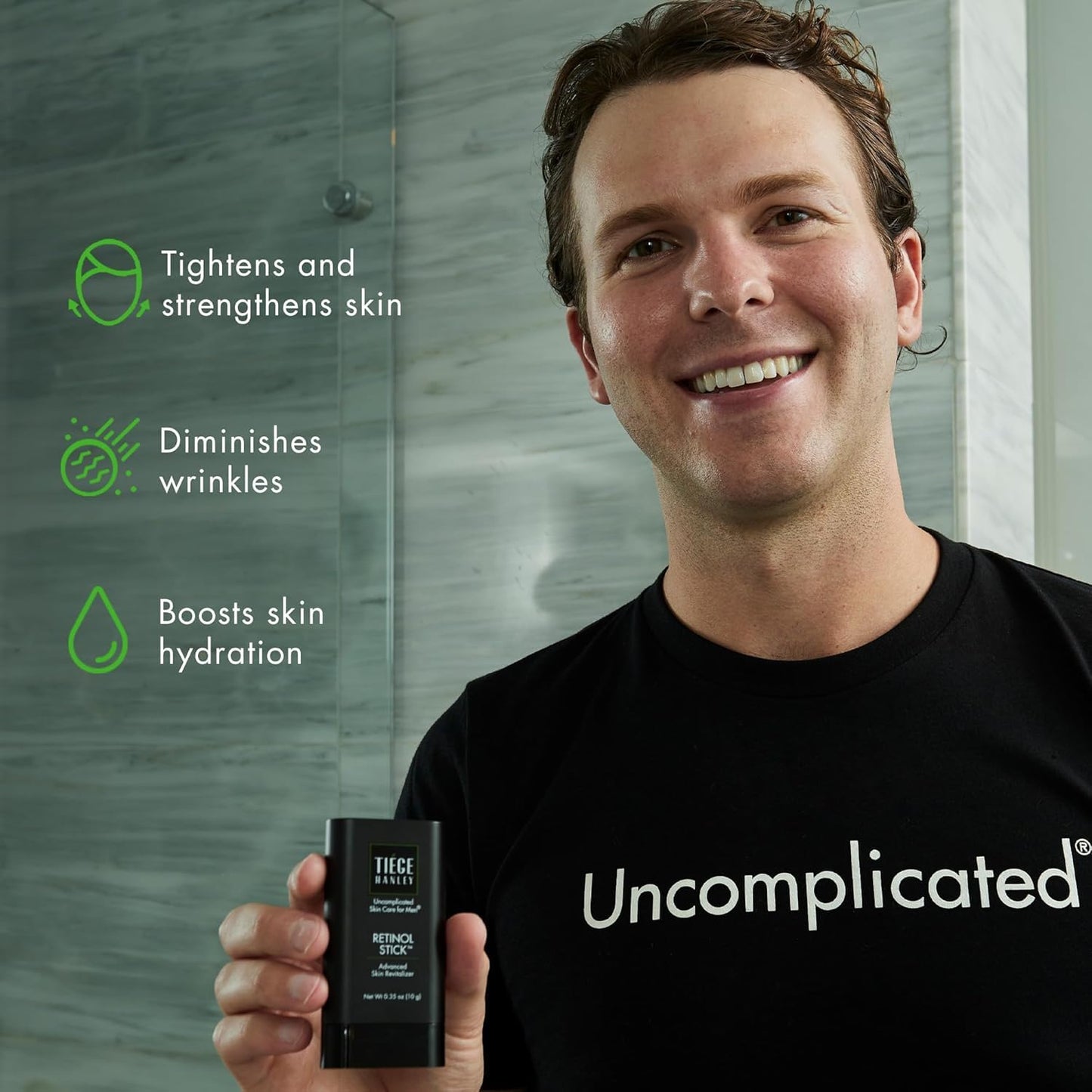 Tiege Hanley Retinol Stick for Men, Anti-Aging Face & Eye Stick With Hyaluronic Acid & Niacinamide, Helps Reduce Appearance of Fine Lines, Wrinkles