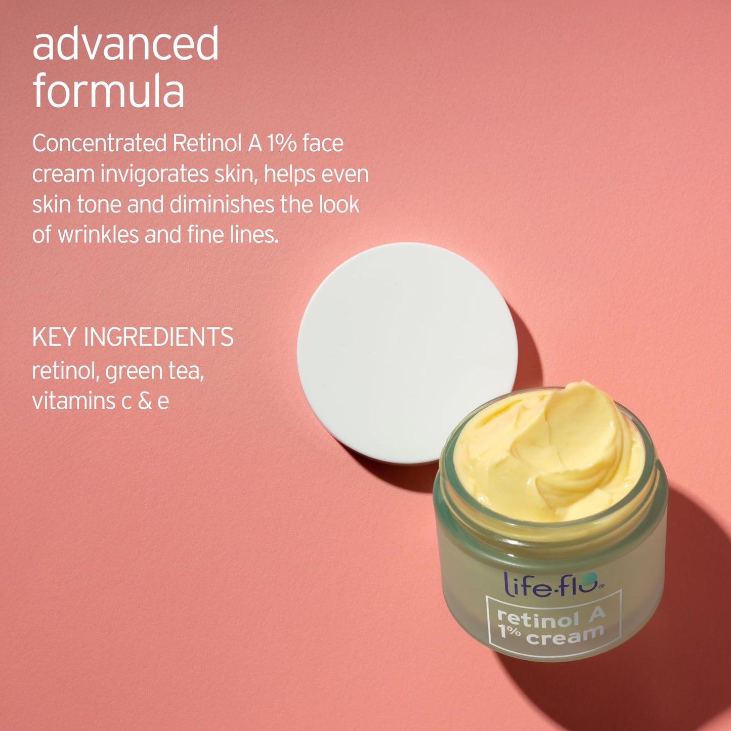 LIFE-FLO Retinol Face Cream - Face Moisturizer and Neck Cream w/ 1% Retinol Vitamin A, Green Tea and Vitamin E - Refines Skin, Minimizes Appearance