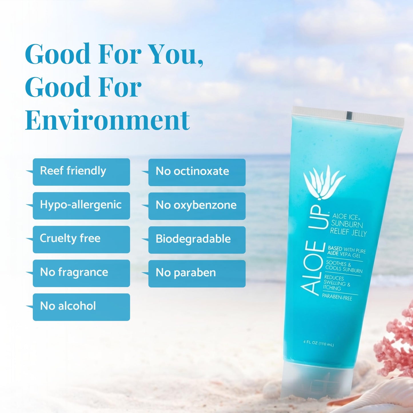 ALOE UP Aloe Vera Gel, After Sun Sunburn Relief, 96.6% Pure Aloe Vera, 4 oz Beauty and Personal Care ALOE UP