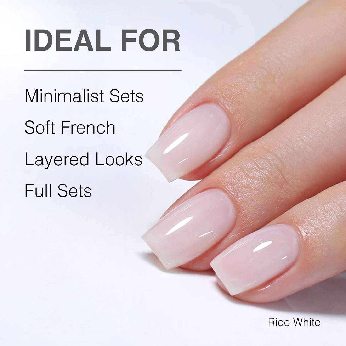 Cre8tion Rice White Soak Off Gel Polish, Sheer Milky White with Neutral Undertone for Minimalist Sets & Soft French, UV LED Cure, HEMA Free, TPO Free Beauty & Personal Care Cre8tion