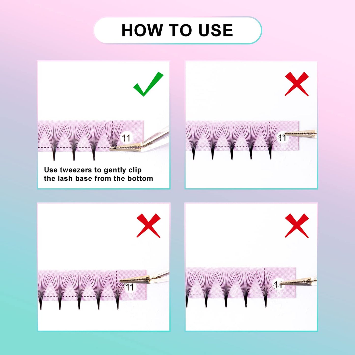 Eyelash Extensions 3D 4D 5D 6D 8D 9D 10D Thickness 0.07/0.1 C/D Curl Eyelashes Middle Stem Premade Fans Russian Volume Lash Extensions Supplies