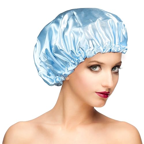 Waterproof Shower Caps, Shower Cap for Women Long Hair, Curly Hair, Short Hair Adjustable Washable Extra Large Bathing Hair Cap for Shower