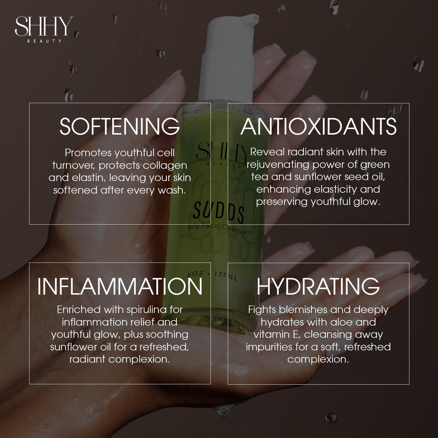 SHHY BEAUTY SUDDS Jelly Facial Cleanser, Healthy Glowing Hydrated Skin