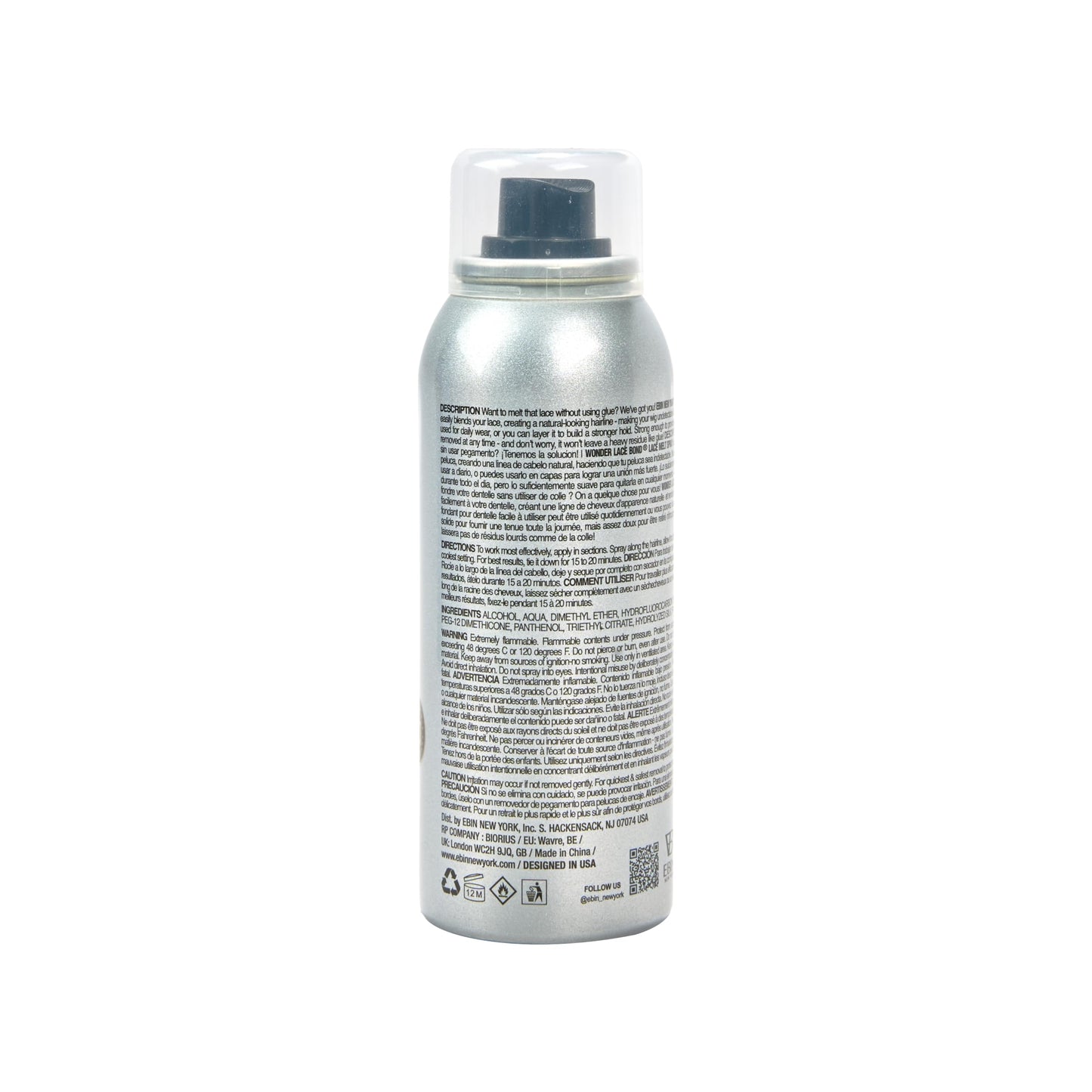 EBIN NEW YORK Wonder Lace Bond Lace Melt Aerosol Spray Silk Protein + Biotin | Extra Firm Hold Wig Adhesive Spray | Moisturizing Natural Finish | 2.7