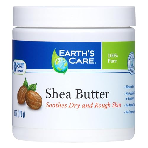 Earth's Care Shea Butter - 100% Pure Natural African Shea Butter for Body, Hair and DIY Projects 6 OZ