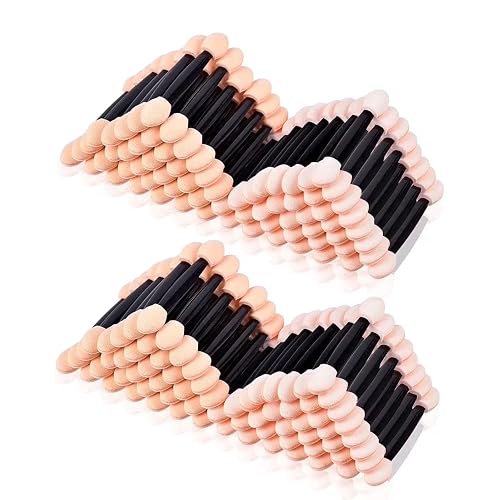 200Pcs Sponge Eyeshadow Applicators,Eyeshadow applicators sponge,Double Sided Eyeshadow Brush with Box, Black Makeup Applicators