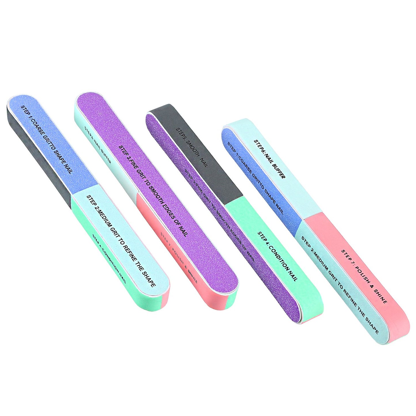 Mudder Multi Side Nail File and Buffers Nail Sanding Block Professional Filer Board and Shiners Cosmetic Manicure Suit for Home Salon, 7 Ways (6Pack)