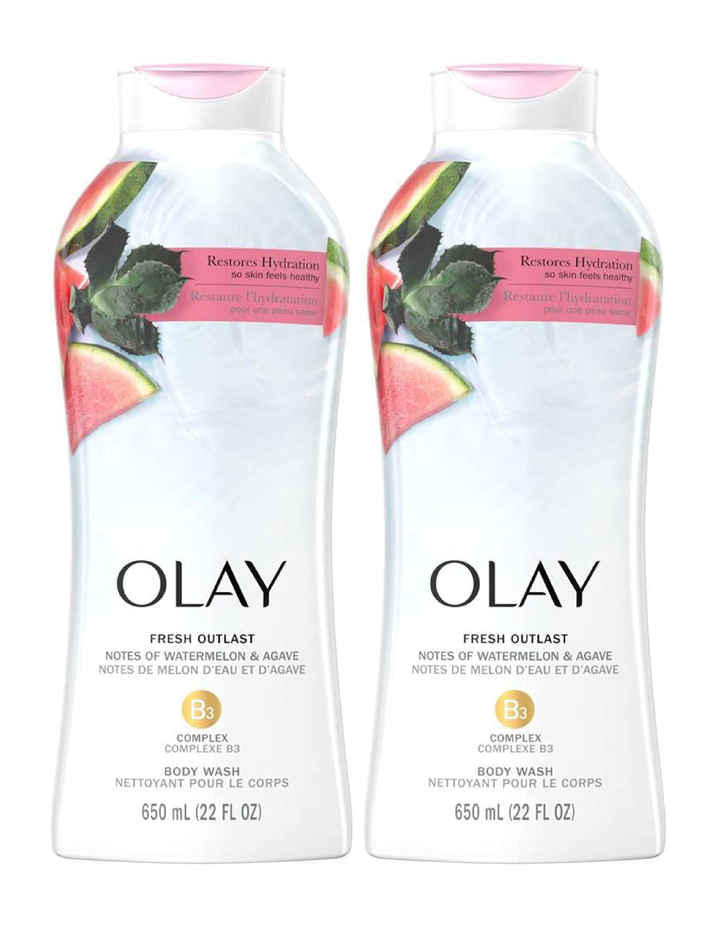 Olay Body Wash Fresh Water Melon And Agave 22 Ounce (Pack of 2)