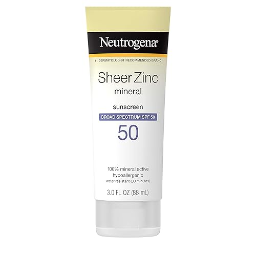Neutrogena Sheer Zinc Oxide Dry-Touch Sunscreen Lotion with Broad Spectrum SPF 50, Water-Resistant, Hypoallergenic & Non-Greasy Mineral Sunscreen, 3