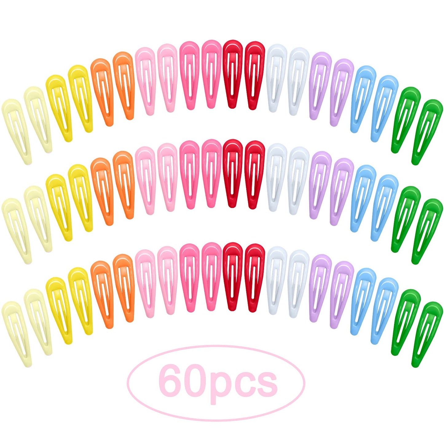 60Pcs Snap Hair Clips for Girls, Gingbiss 2 inch Silicone Coating Colorful Metal Hair Barrettes with Storage Case for Women Girls Kids, No Slip Hair