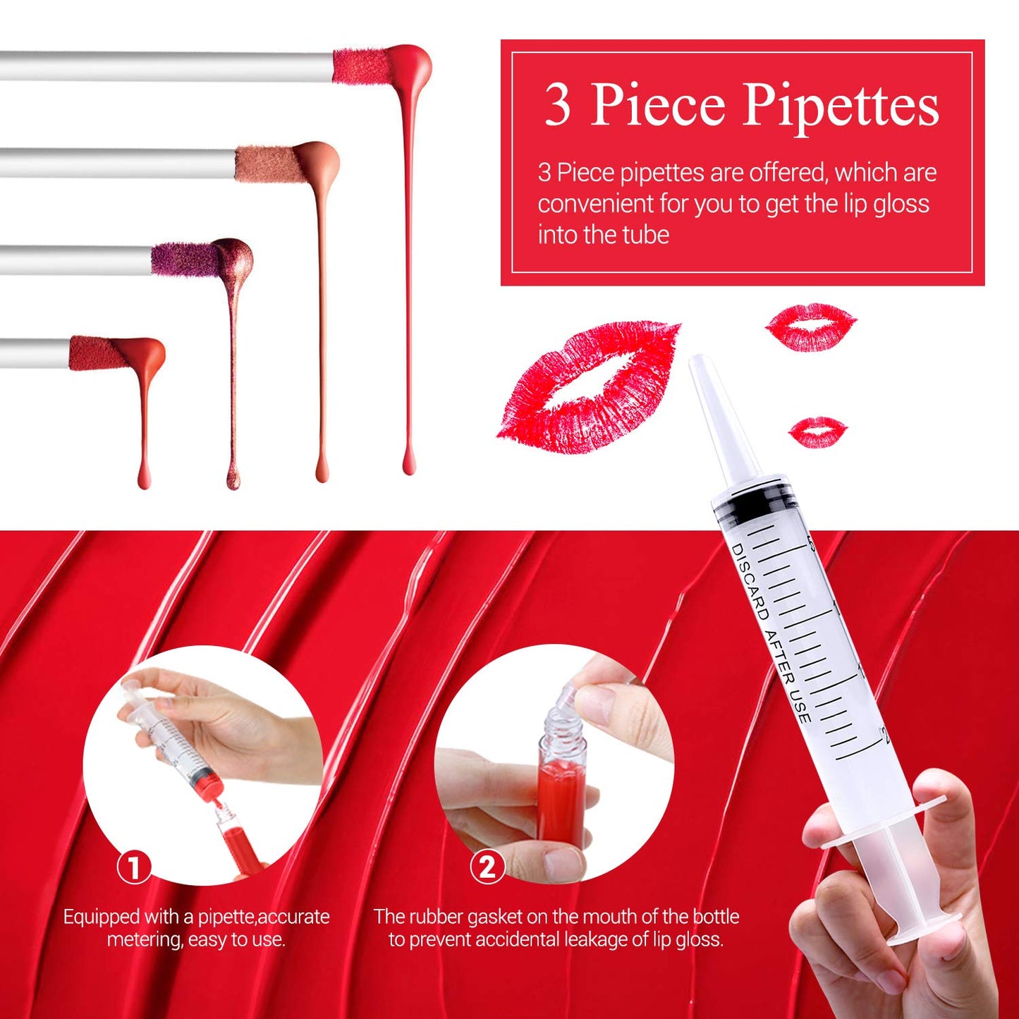 KPX 30 Pcs lip Gloss Tube Containers Bulk Wand 10ml Empty Clear Pink Lip Oil Tubes Refillable Lip Balm Bottles with Rubber Insert for DIY Makeup Such