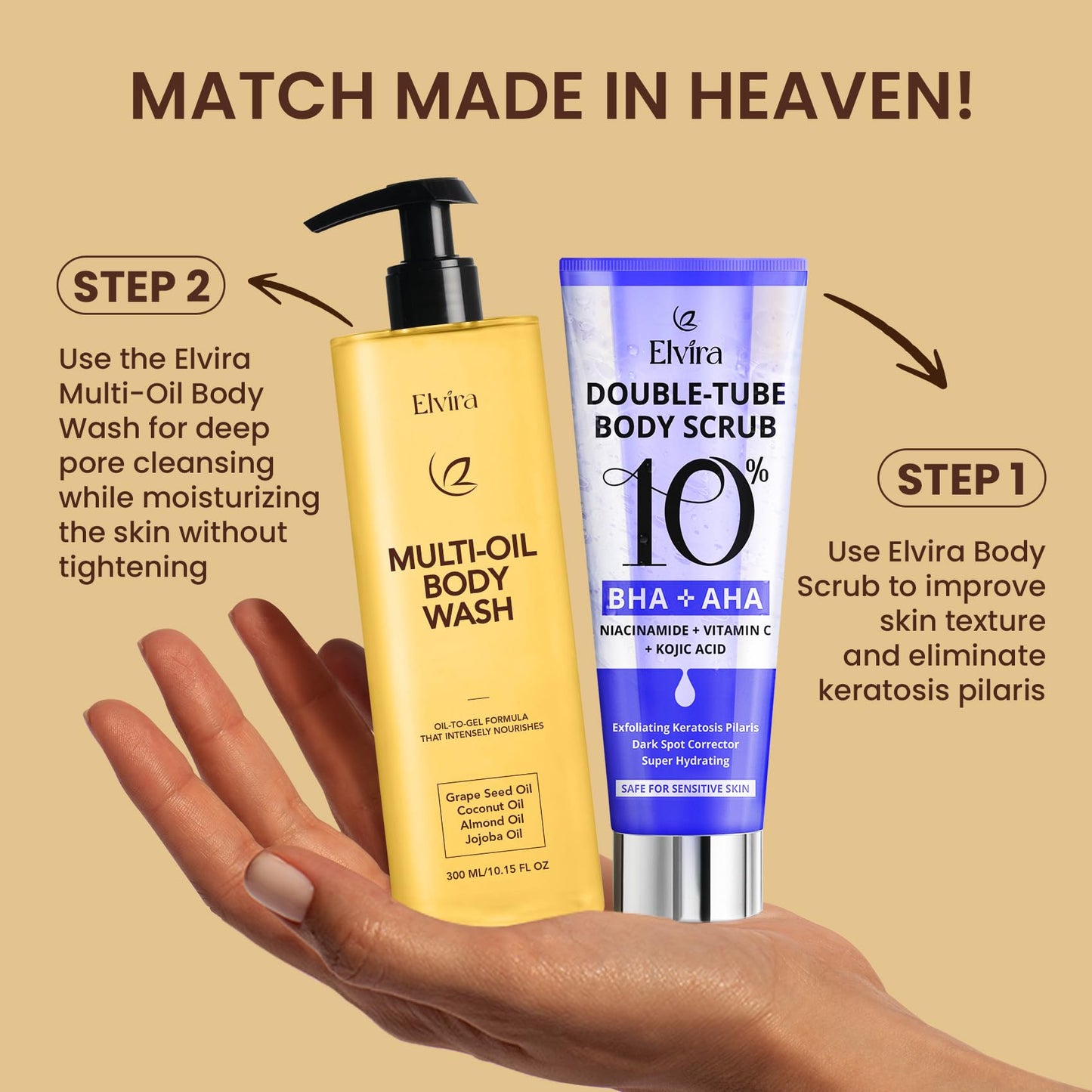 Elvira Multi-Oil Cleansing & Hydrating Shower Oil, Body Wash for Women, Oil-to-Milky Lather, Moisturized and Softer Skin