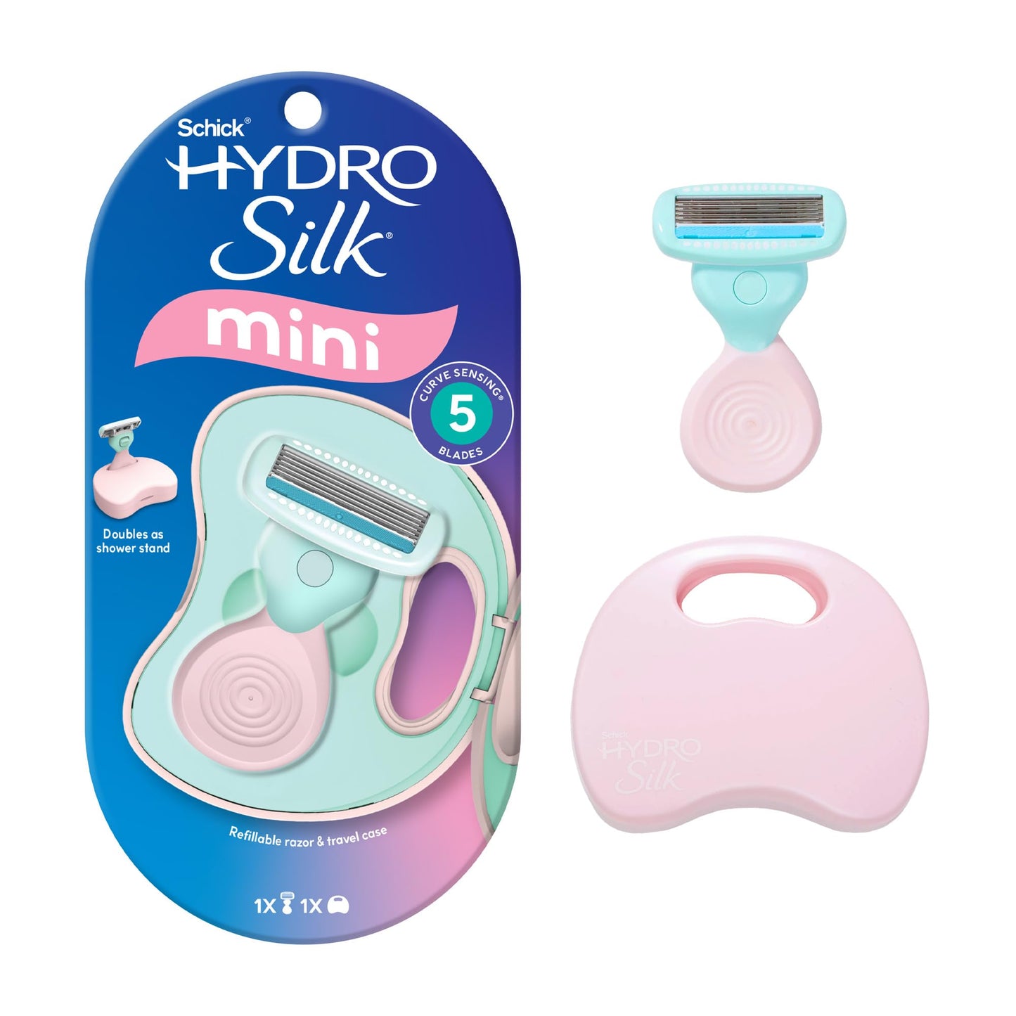 Schick Hydro Silk Mini Razor for Women | Womens Razors for Shaving, Travel Size Toiletries, 5-Blade Travel Razor, Includes 1 Mini Handle, 1 Refill & 1 Beauty and Personal Care Schick Hydro Silk Default Title