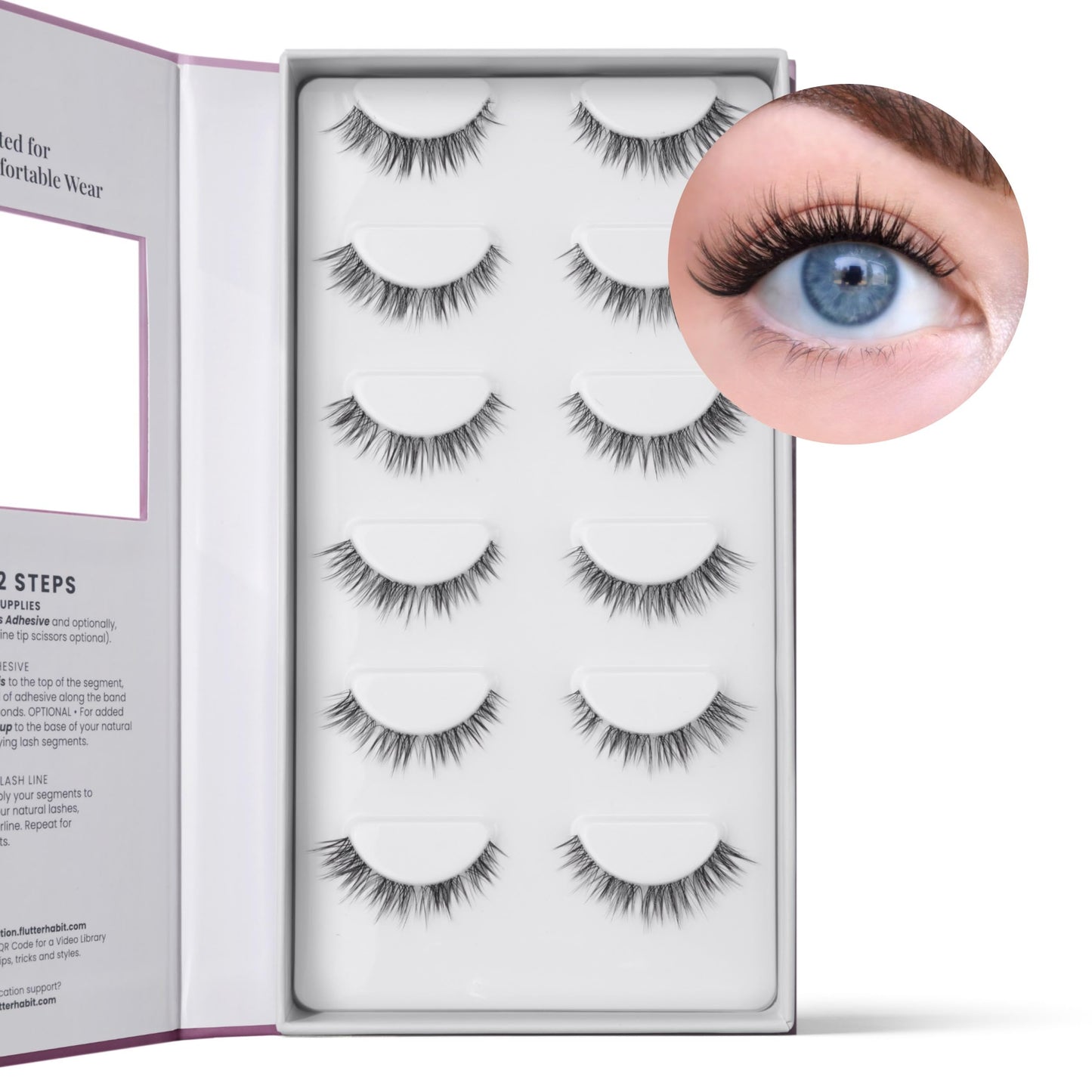 FlutterHabit Bestie Lash Clusters for Women, Salon Quality At Home Eyelashes Extension Kit, 6 Lash Sets, No Lash Glue Included