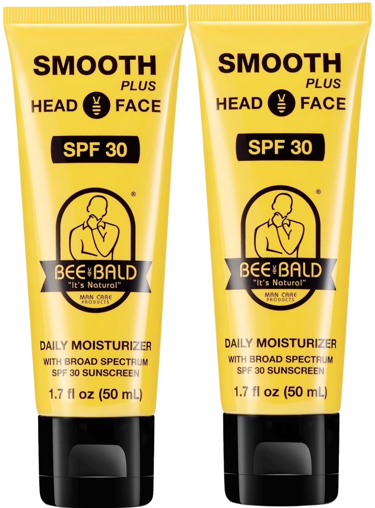 Bee Bald SMOOTH PLUS Head & Face Moisturizer with SPF 30 Sunscreen Lotion Protecting Skin From Harmful UVA/UVB Rays While Hydrating, Moisturizing