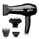 FHI HEAT Platform Nano Lite Pro 1900 Turbo Tourmaline Light Weight Ceramic Quick Dry Hair Dryer with 3 Piece Attachment Set, Black