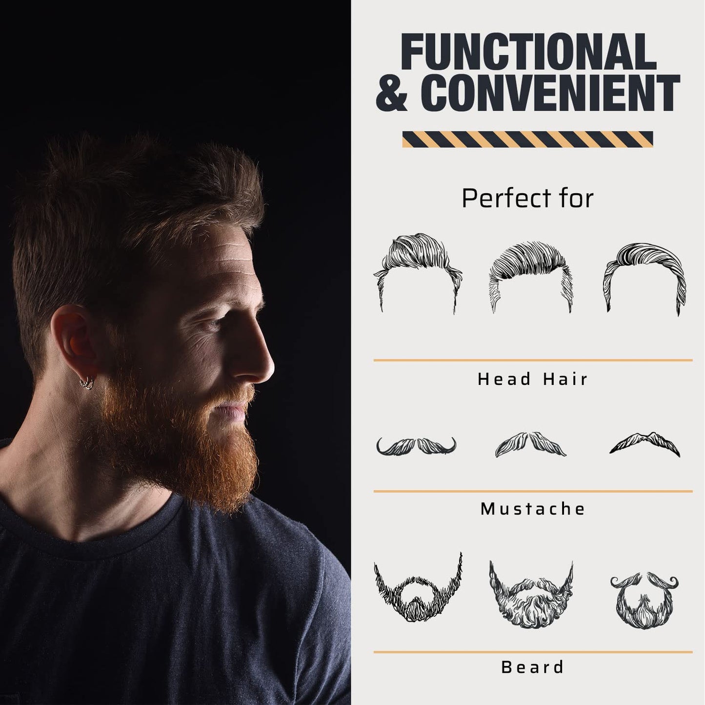Wooden Beard and Comb Set for Men - Perfect for Beards Head Hair and Mustaches Men's Grooming Kit for Styling, Applying Beard Oils and Balms
