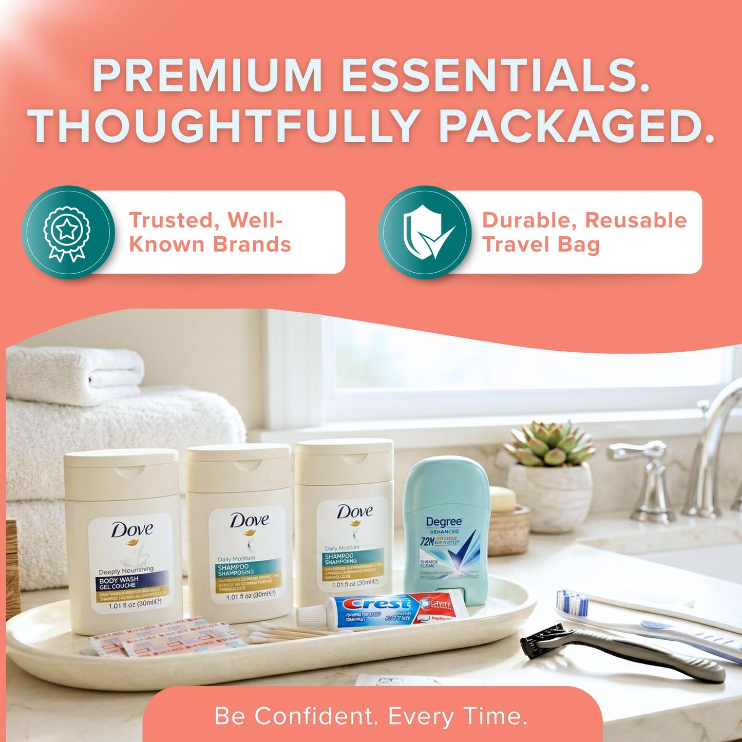 TrekTote 5 Pack Women’s Bulk Hygiene Kits - 12-Piece Premium Brand-Name Travel Size Toiletries, TSA Compliant, Pre-Assembled for Shelters, Schools Beauty and Personal Care TREKTOTE