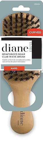 Diane Hard Reinforced Boar Curved Club Wave Hair Brush for Styling and Wave Maintenance, Perfect for Short Cuts, Fades, and Thick, Tight Curls