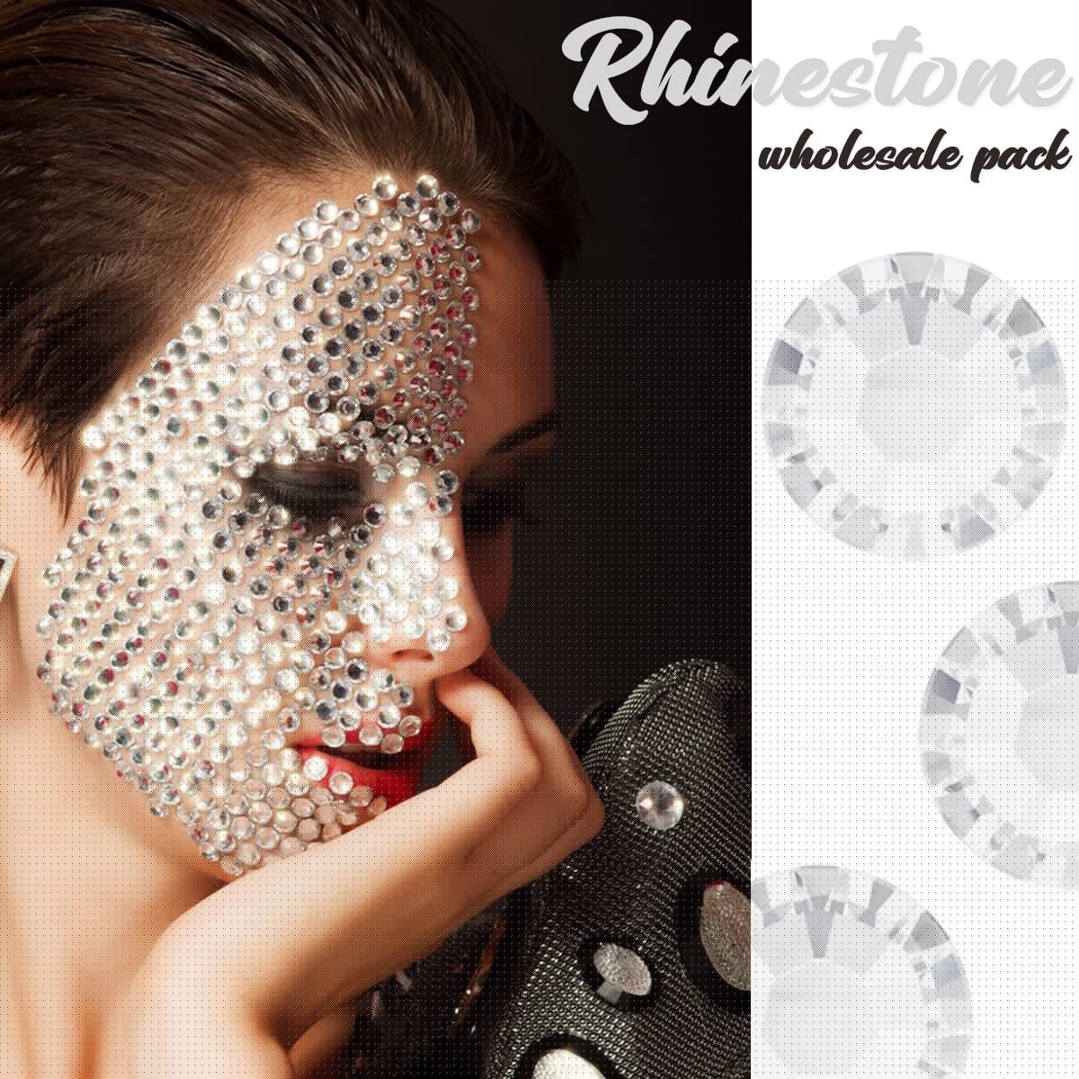 qiipii 400pcs SS30 Crystal White Nail Flatback Rhinestones Bulk Nail Art 6.1mm Round Glass Gems Beads Stones Diamonds for Eye Makeup Nail Decoration