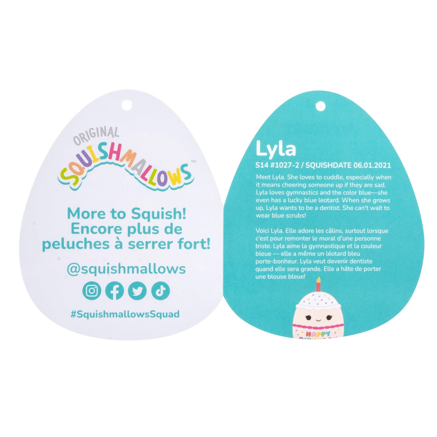 Squishmallows Original 14-Inch Lyla Vanilla Birthday Cake with Rainbow Sprinkles Embroidery - Official Jazwares Large Plush