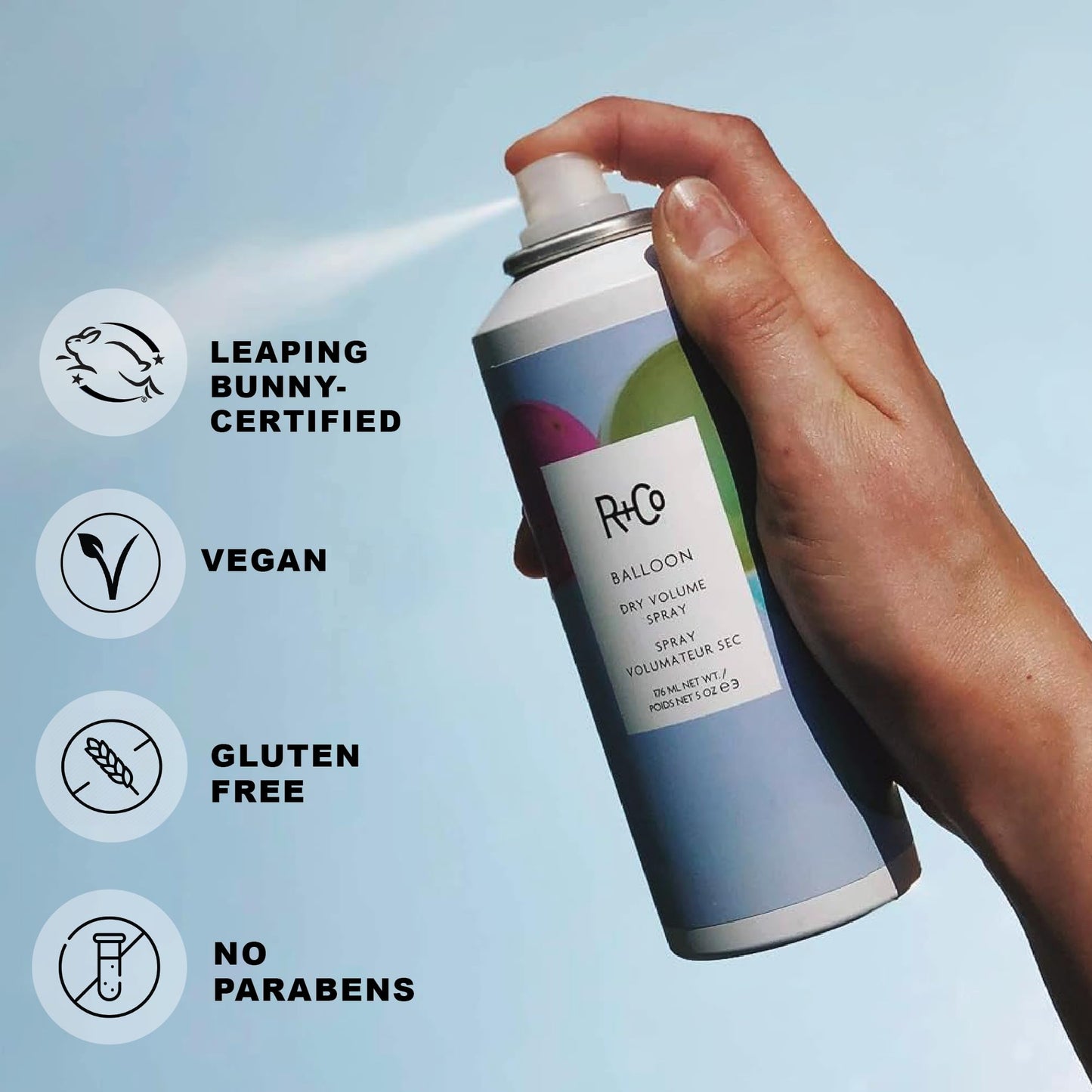 R+Co Balloon Dry Volume Spray Set | Instant Volume & Lift with Long-Lasting Hold | Adds Texture & Fullness Without Weight | Vegan + Cruelty-Free | 5oz