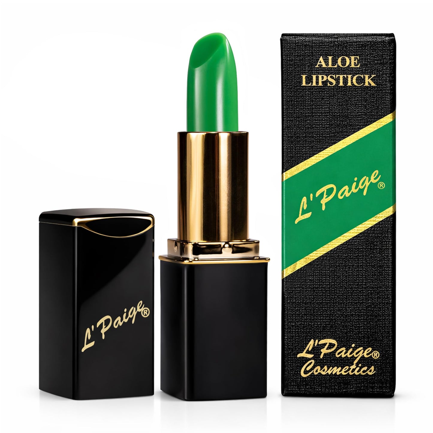 L'Paige pH Color-Changing Lipstick and Lip Stain - Green to Bold Pink-Fuchsia Transformation, Temperature Sensitive Satin Finish, Aloe Vera Infused,