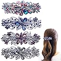 4 PCS Hair Barrettes for Women Ladies, Flower Crystal Rhinestones Barrette Pearl Spring Hair Clip Accessories Women Fashion Ponytail Holders Barrette