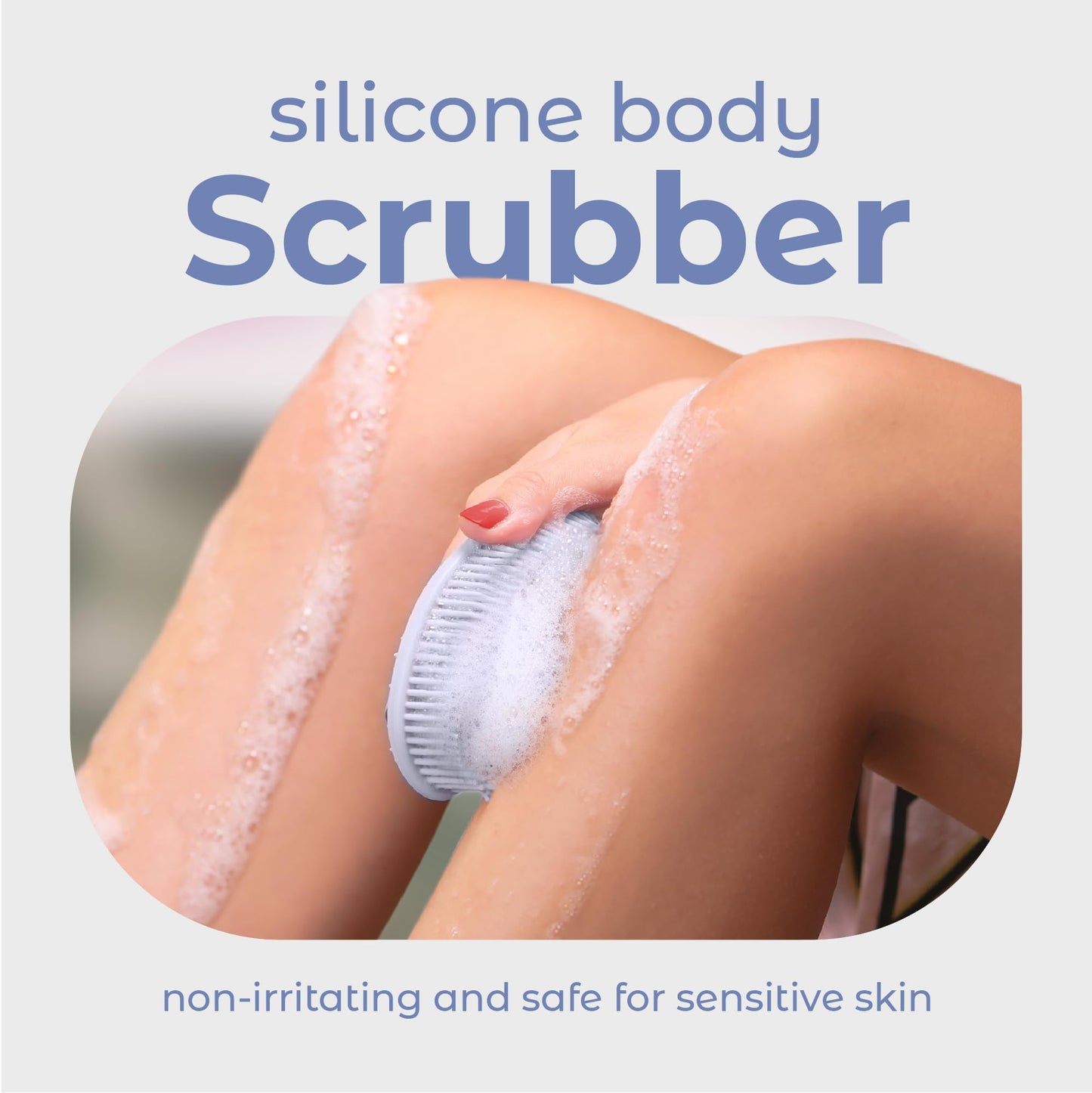 MainBasics Silicone Body Scrubber Dual-Sided Shower Loofah and Exfoliator (Frosted Sky, Exfoliate)