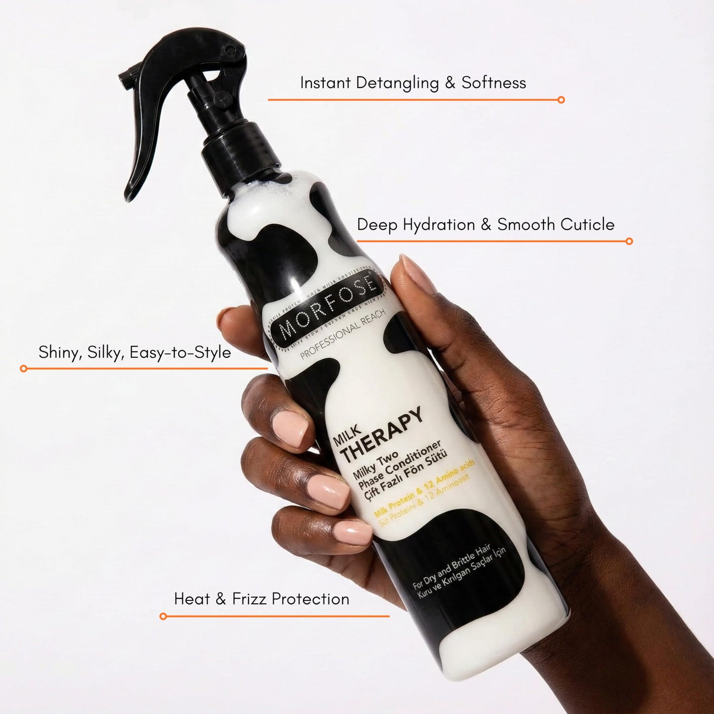 Morfose Professional Two Phase Leave-in Conditioner for Dry, Damaged, or Brittle Strands, Repairs and Protects, Damage, and Split Ends, 13.52 Fl Oz