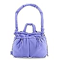 J World Quilted Puffer Tote Bag for Women. Puff Shoulder handbag for Travel, Work. Puffy Purse Converts to Fluffy Bubble Puff Backpack, Purple