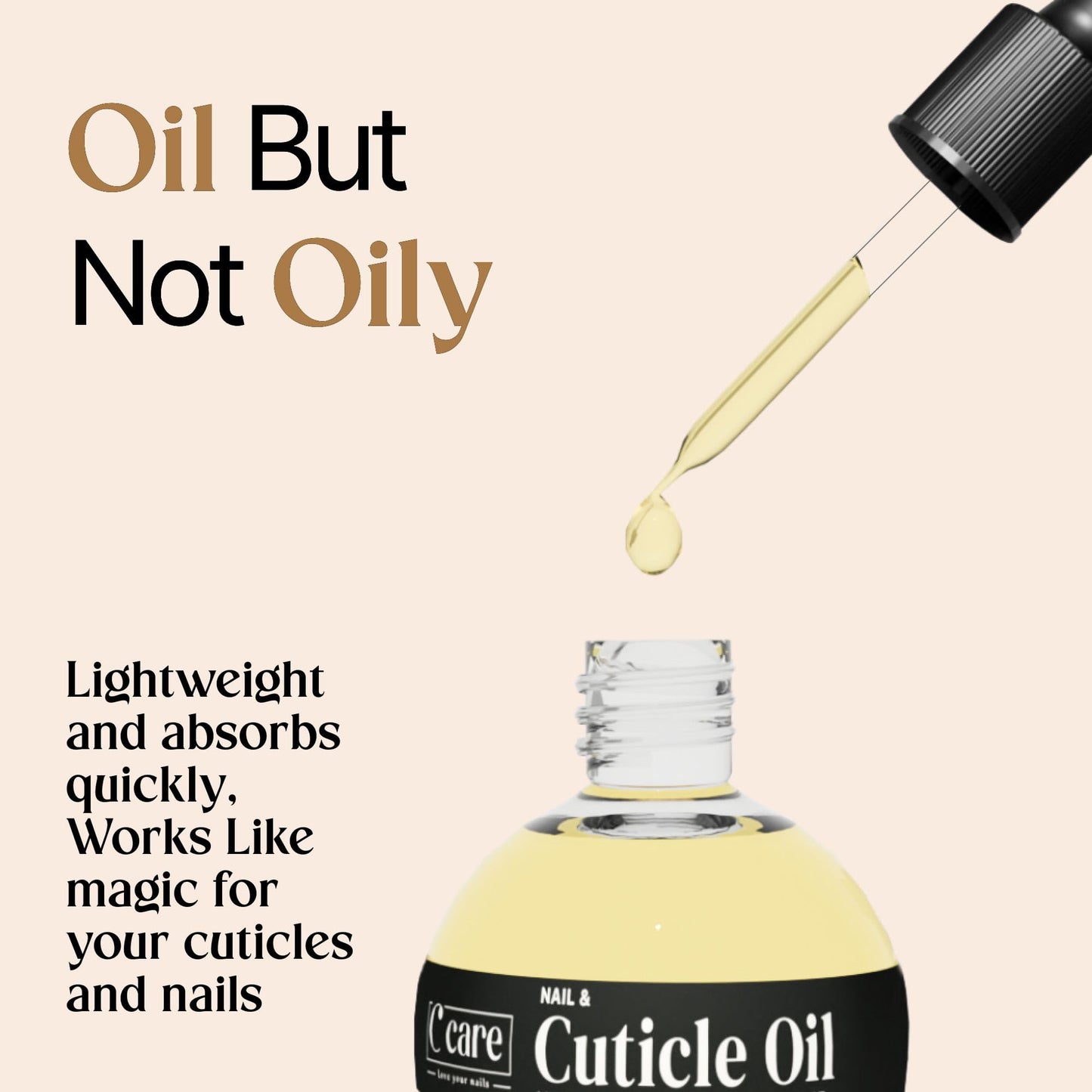 C CARE Sweet Almond Cuticle Oil For Nails - Repairs Cuticles Overnight - Moisturizes and Strengthens Nails and Cuticles - Dropper & Brush included