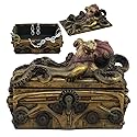 Ebros Faux Bronze Steampunk Octopus On Pirate Treasure Chest Decorative Jewelry Box Figurine Gas Mask Kraken Foot Soldier Warrior Statue