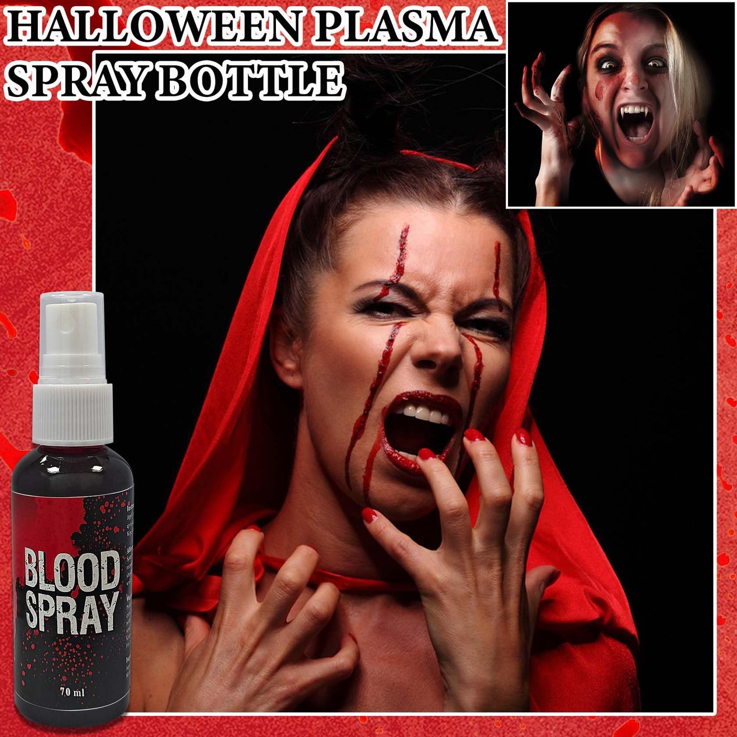 2 Pcs Fake Blood Spray,2.46 oz Fake Blood Makeup,Halloween Liquid Fake Blood Washable Splatter Sfx Makeup Kit,Suitable for Clothes Zombie Vampire