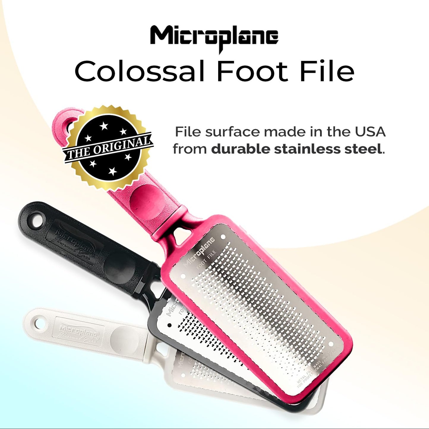 Microplane Colossal Foot File Scraper - The Original Stainless Steel Foot Rasp, Dead Skin/Callus Remover for Feet, Gentle Foot Scrubber, Pedicure