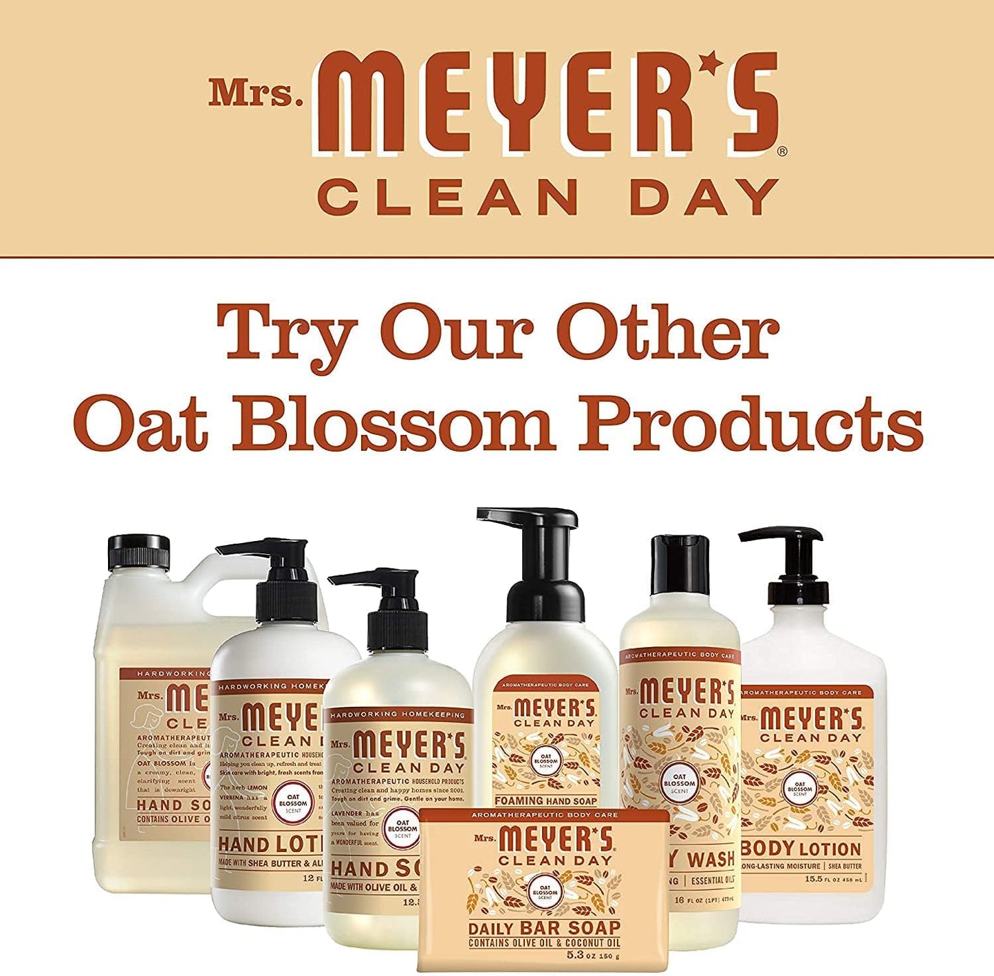 Mrs. MEYER'S Liquid Hand Soap Refill, Oat Blossom 33 Fl Oz. (Pack of 2)