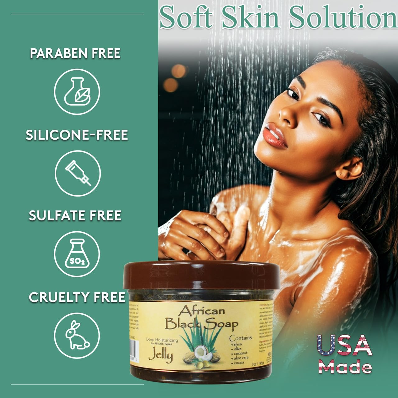 OKAY African Black Soap Jelly Antiseptic Wash - Acne & Blemish Cleanser for Face & Body, Helps with Dark Spots & Uneven Skin Tone, Sulfate, Silicone
