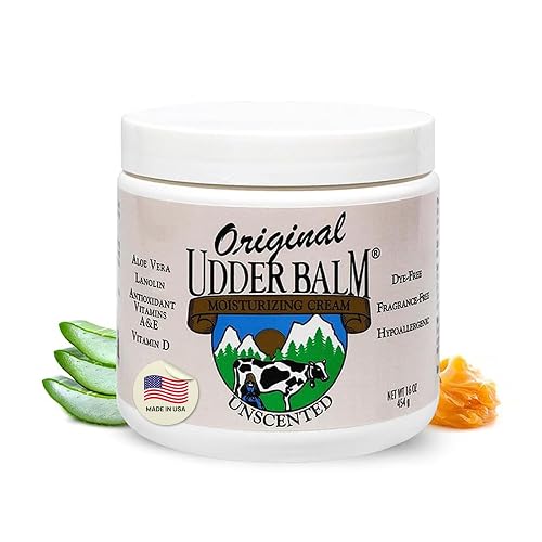 Original Udder Balm Unscented Jar - Made in USA - Hypoallergenic, Dry Skin Relief for Hands, Feet & Face, Moisturizer for Sensitive, Cracked Dry Skin