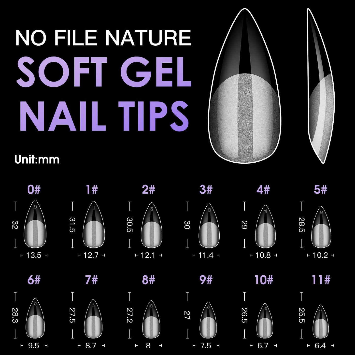Melous Medium Stiletto Gel False Nail Tips, 120 PCS Pre Buff Full Cover, Square, Matte, 12 Sizes, 120 Number of Pieces, Nail Art Enhancement