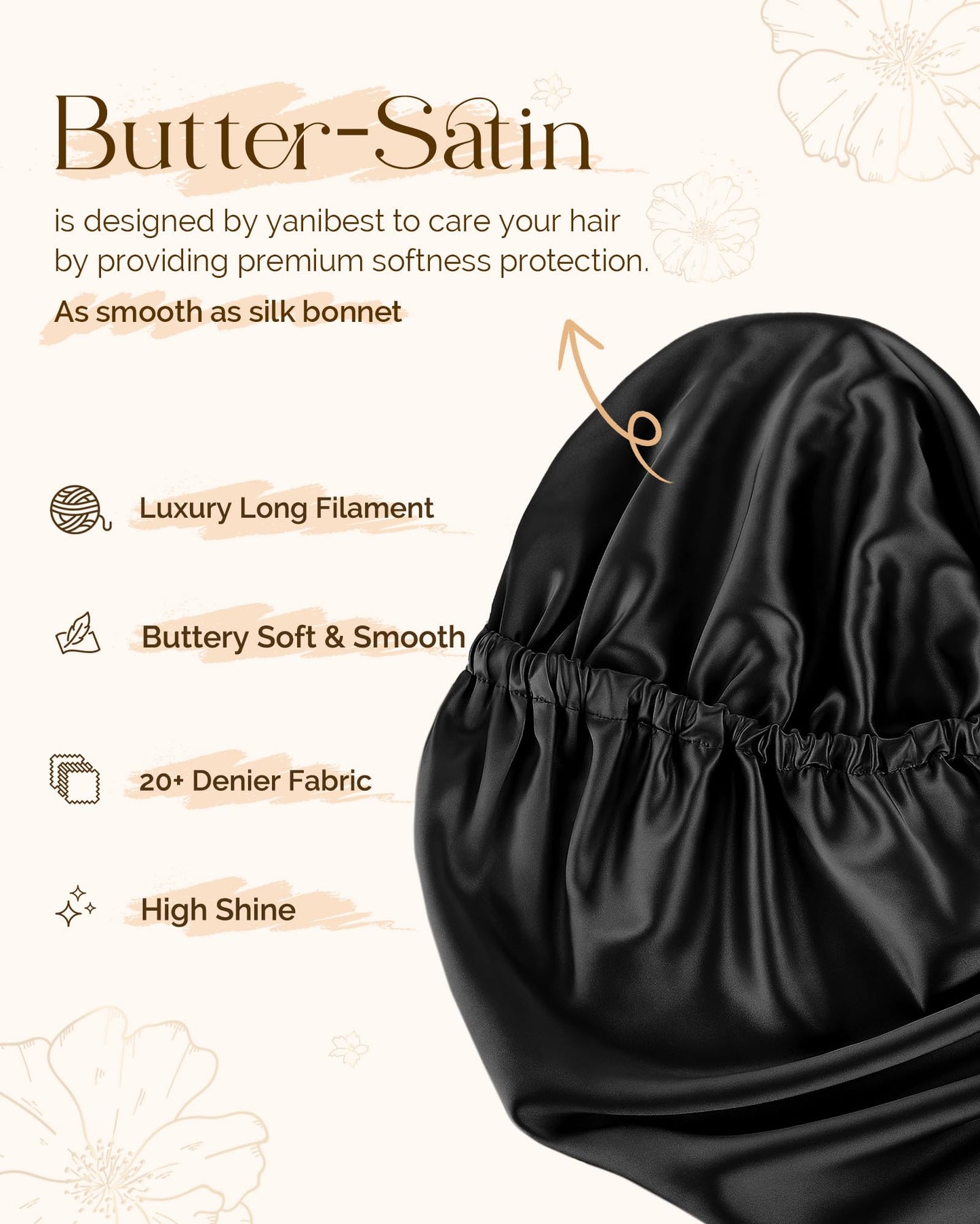 YANIBEST Long Bonnet Braid Bonnet for Sleeping Adjustable Satin Silk Bonnet for Braids Sleep Bonnet for Women Locs Beauty and Personal Care YANIBEST