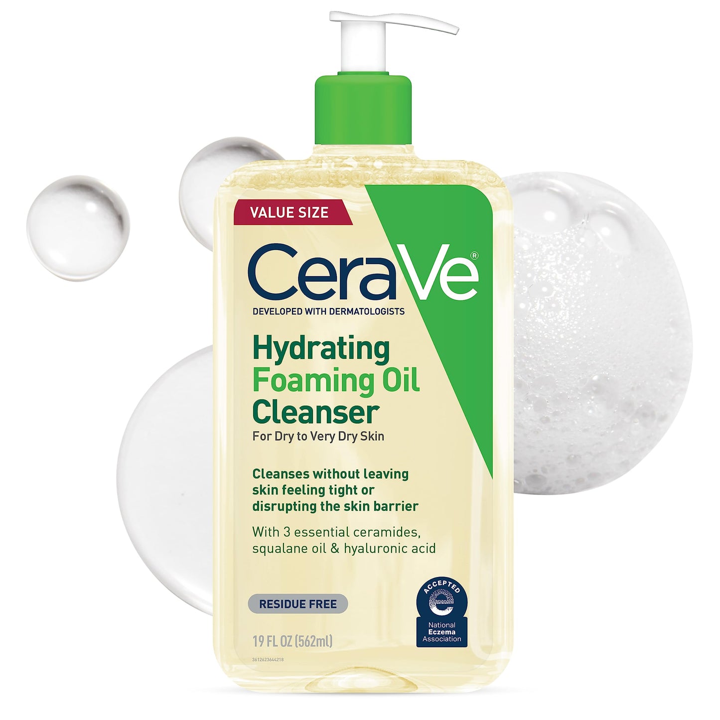 CeraVe Hydrating Foaming Oil Facial Cleanser with Hyaluronic Acid, 19oz Beauty and Personal Care CeraVe