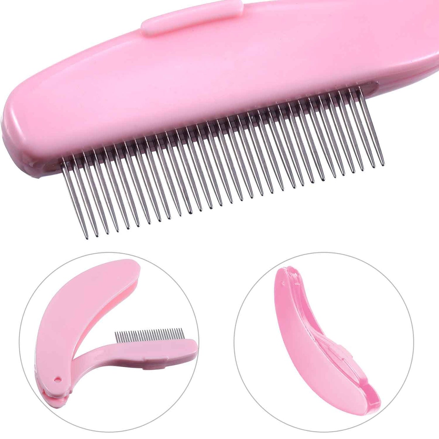 4 Packs Folding Eyelash Comb, Stainless Steel Metal Teeth Eyebrow Separator Comb Lash and Brow Makeup Applicator Brush Professional Tool for Define