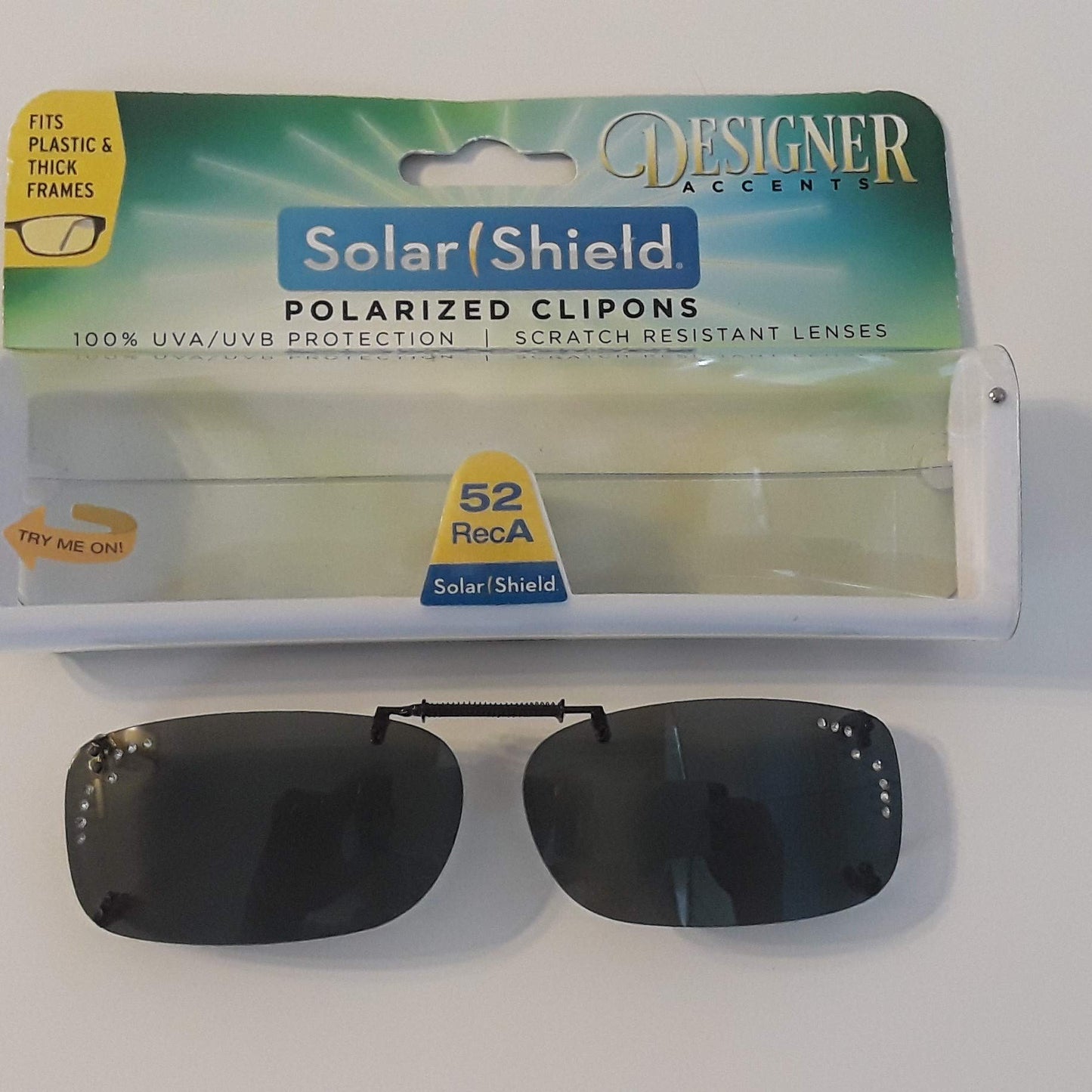 Solar shield polarized Clipons 52 RecA Rimless Gray w. Rhinestone
