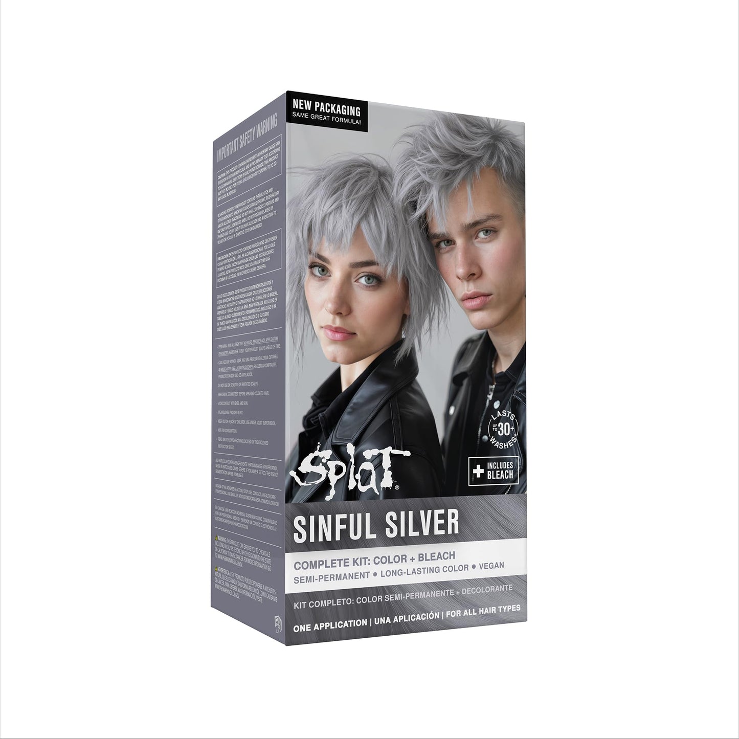 Splat | Complete Kit | Hair Dye | Semi-Permanent | Long Lasting | Vegan and Cruelty-Free (Sinful Silver)