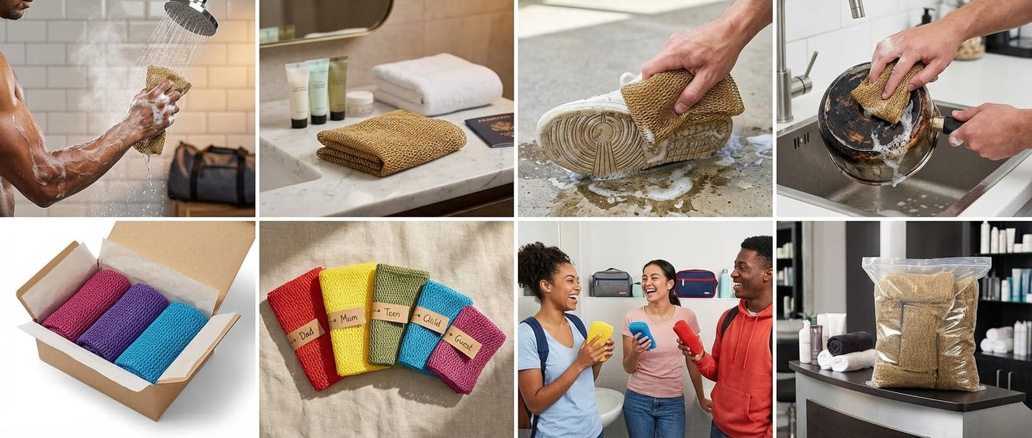 Trending African net Cloth with Knots, Real, Long, exfoliating net Sponge with 12 Colors for Sale Made for Both Men and Women as a Hygiene Essential Beauty and Personal Care AFRICANA BEAUTY