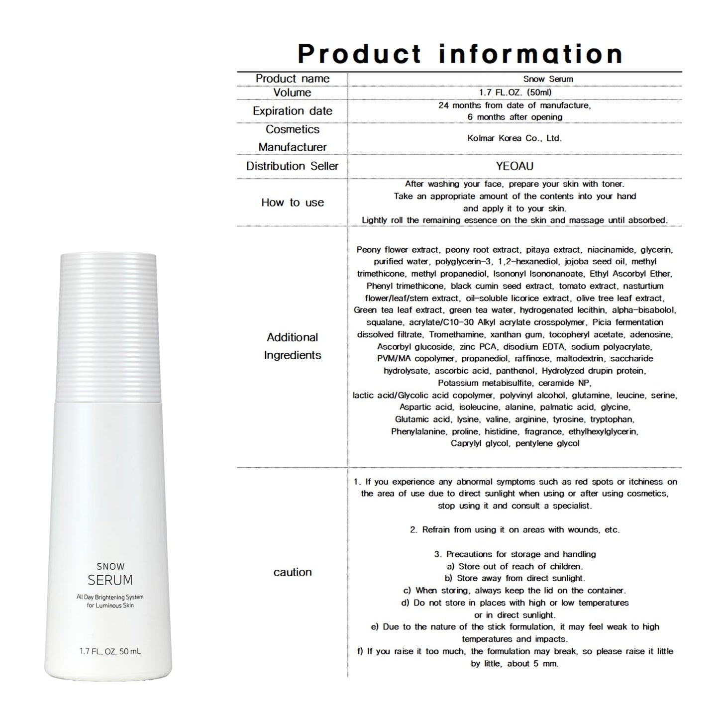 Lightweight Formula & Moisturizing Serum, Hydrating Winter Serum, For a.t.o.m.y Snow SERUM, (1.7fl.oz. / 50ml)